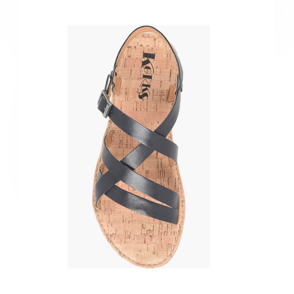 KORKS Jerrick Faux Leather Sandals Black Straps & Tan Flexible Sole Women’s 9 - Picture 9 of 14